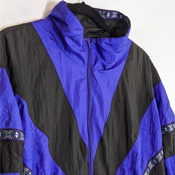 Bocoo windbreaker vintage 80s purple and black sz XL - Picture 2 of 10